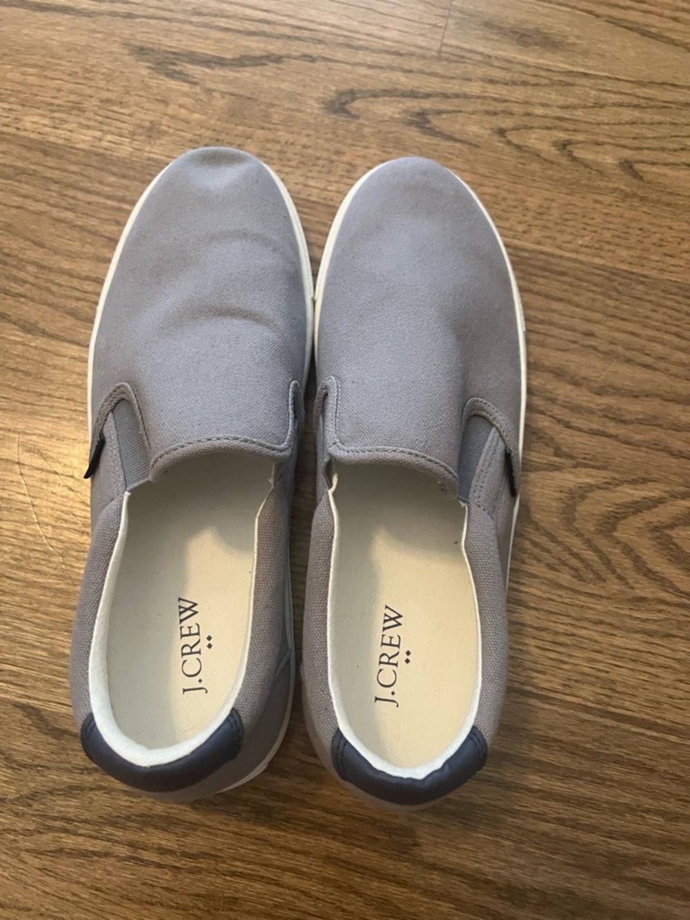 J. Crew Men's Slip-On Canvas Sneakers in Light Gray with White Sole
